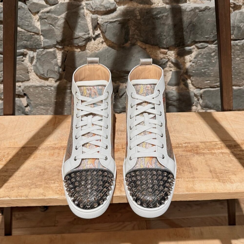 Christian Louboutin Lou Spikes Flame Lurex High-top Sneakers - Picture 3 of 15